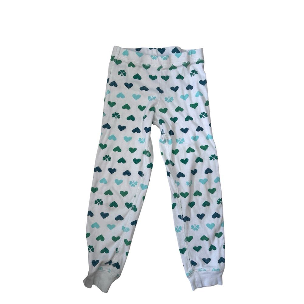 PRIMARY Lucky Shamrock Pajama Pants Size 4-5 Kids White Green Organic Unisex